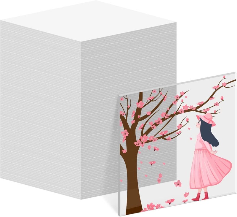 TPGP Thrseely 50PCS Clear Square Acrylic Sheets - 4 Inch Blanks for DIY Projects - Image 1