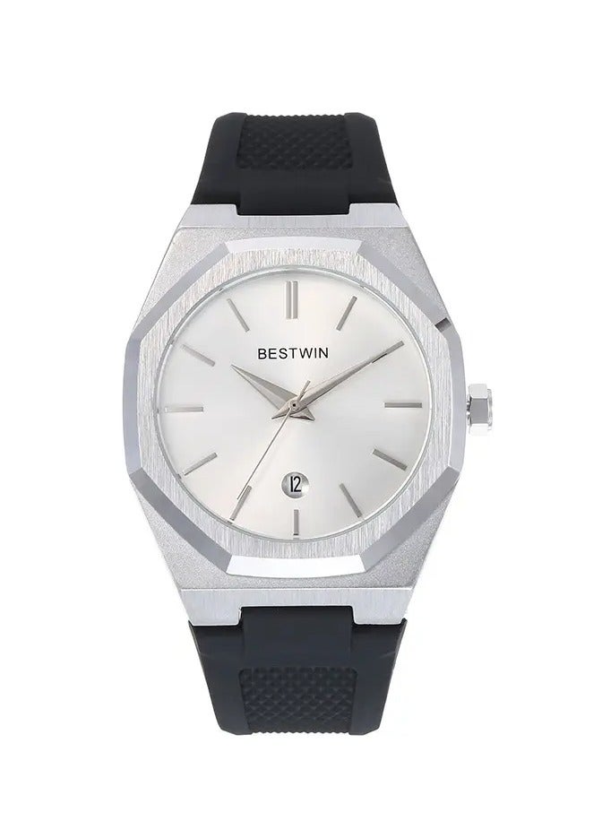 Men's casual watch from Bestwin, waterproof, high quality, with a silicone strap