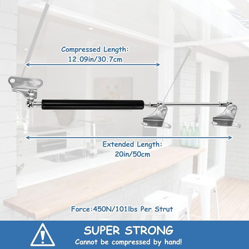TOWEBOORY 2pcs 500MM 450N/101Lb Gas Struts,Universal Lift Support Springs Heavy Duty Gas Spring with Brackets for Heavy Lid Cabinet Door Truck Ottoman Bed Floor Hatch Door and Other Heavy Duty Project(20in450N) - Image 2