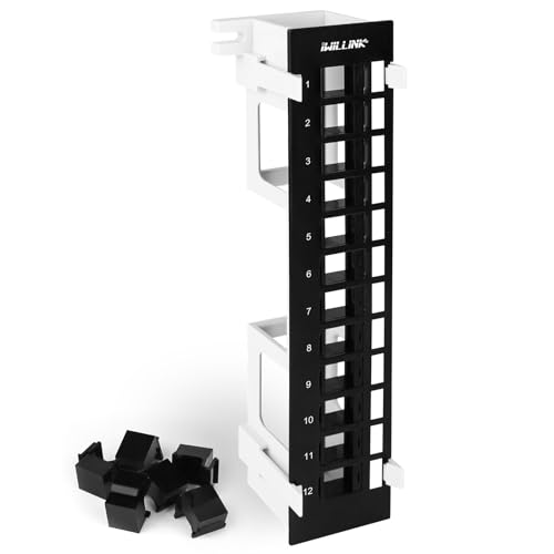 Iwillink Blank 12-Port Keystone Patch Panel with 89D Wall Mount Bracket, Versatile Vertical/Horizontal Installation, Includes 6 Blank Keystone Inserts for Custom Configurations - Image 1