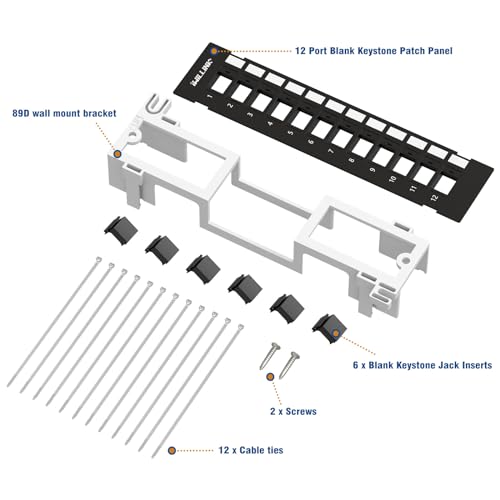 Iwillink Blank 12-Port Keystone Patch Panel with 89D Wall Mount Bracket, Versatile Vertical/Horizontal Installation, Includes 6 Blank Keystone Inserts for Custom Configurations - Image 4