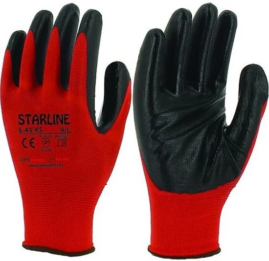 Starline E-43-Ks Red-Black Nitrile Glove No:9
