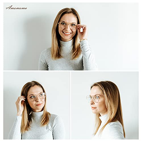 AMOMOMA 3-Pack Retro Aviator Reading Glasses for Men Women Trendy Square Blue Light Blocking Computer Readers Metal AM6092 Mix (+1.5 Magnification Strength) - Image 2