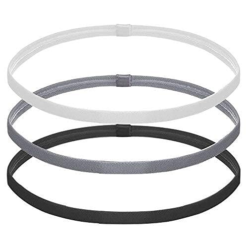 Seeotwo 3 Pieces Thick and Slim Non-Slip Elastic Sports Headbands - Athletic Skinny Hair Headband for Women, Men, Boys, Girls - Silicone Grip Hairband Mini Stylish Sweat Hair Band (Black, White, Grey) - Image 1