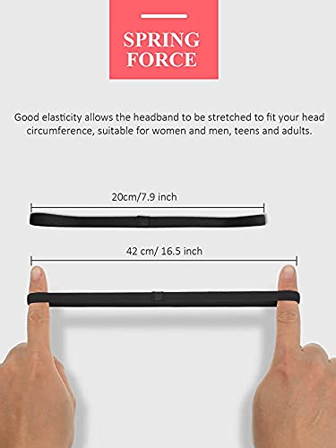 Seeotwo 3 Pieces Thick and Slim Non-Slip Elastic Sports Headbands - Athletic Skinny Hair Headband for Women, Men, Boys, Girls - Silicone Grip Hairband Mini Stylish Sweat Hair Band (Black, White, Grey) - Image 3