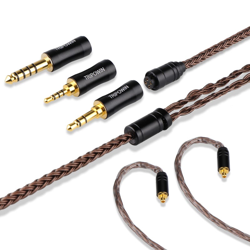 Linsoul Tripowin Amber 32AWG OFC Oxygen Free Cable HiFi IEM Cable with Interchangeable 2.5mm/3.5mm/4.4mm Plug, PVC Sleeve Replacement Cable for Audiophile(MMCX) - Image 2
