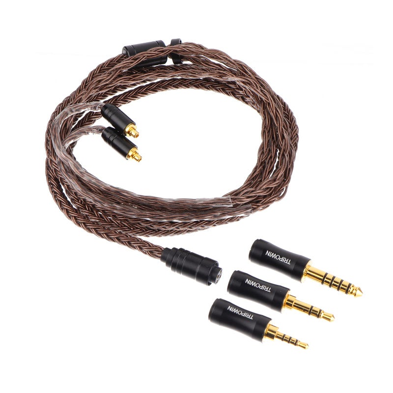 Linsoul Tripowin Amber 32AWG OFC Oxygen Free Cable HiFi IEM Cable with Interchangeable 2.5mm/3.5mm/4.4mm Plug, PVC Sleeve Replacement Cable for Audiophile(MMCX) - Image 1