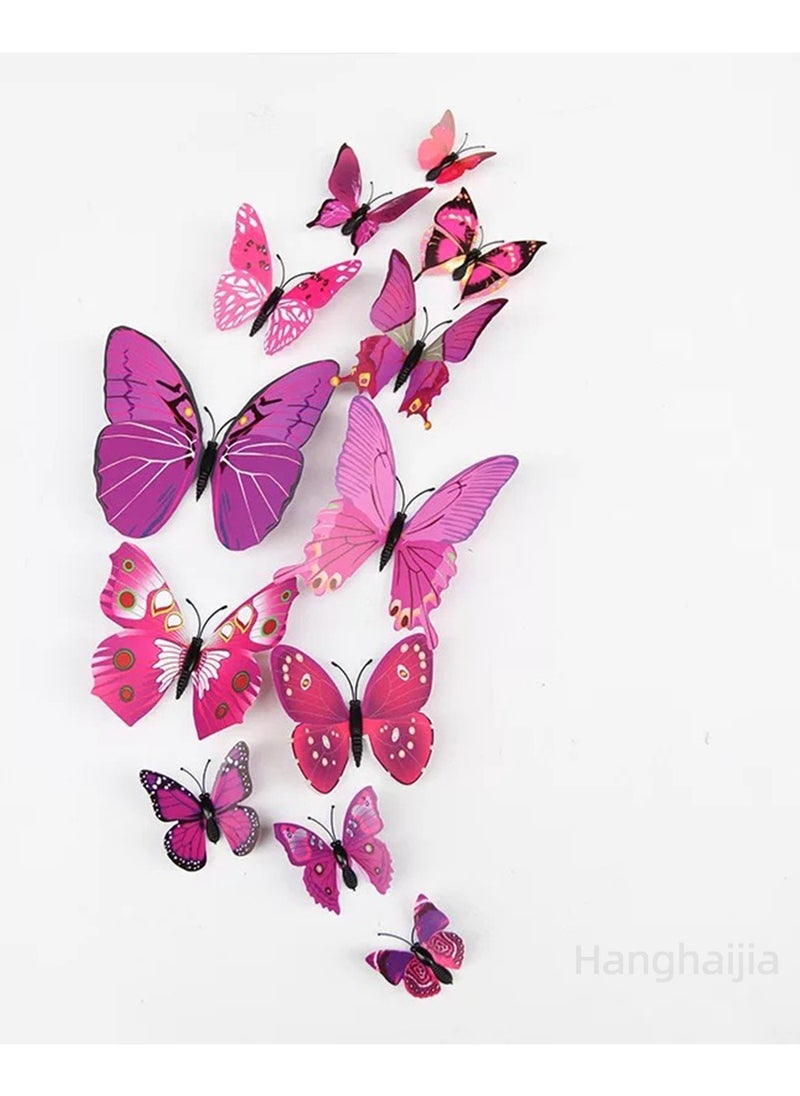 Hanghaijia 12 PCS 3D Simulation Butterfly Wall Fridge Stickers Decorations Photography Props  - Image 1