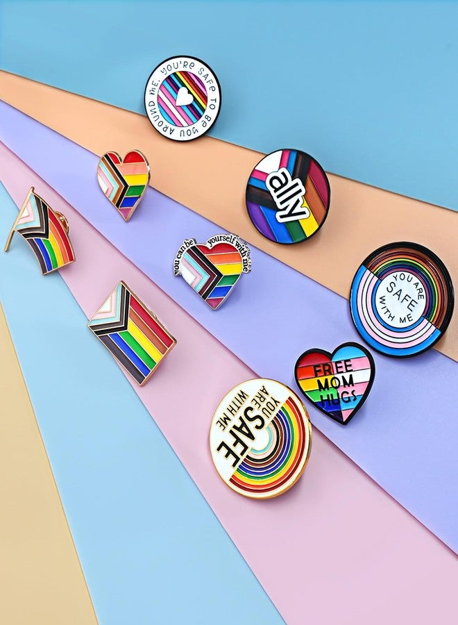 Nylry LGBTQ Pride Pins Set Pride Ally Pin You are Safe with Me Pin Rainbow Pins Bulk LGBT Trans Flag Enamel Pin Rainbow Brooch for Backpacks LGBT Gay Lesbian Trans Accessories-9 - Image 3