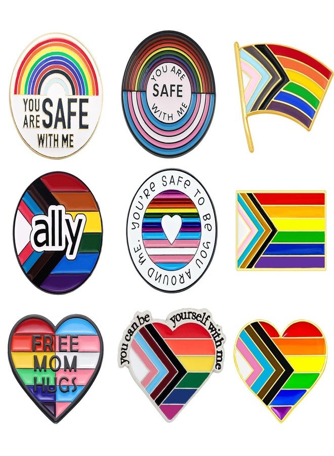 Nylry LGBTQ Pride Pins Set Pride Ally Pin You are Safe with Me Pin Rainbow Pins Bulk LGBT Trans Flag Enamel Pin Rainbow Brooch for Backpacks LGBT Gay Lesbian Trans Accessories-9 - Image 1