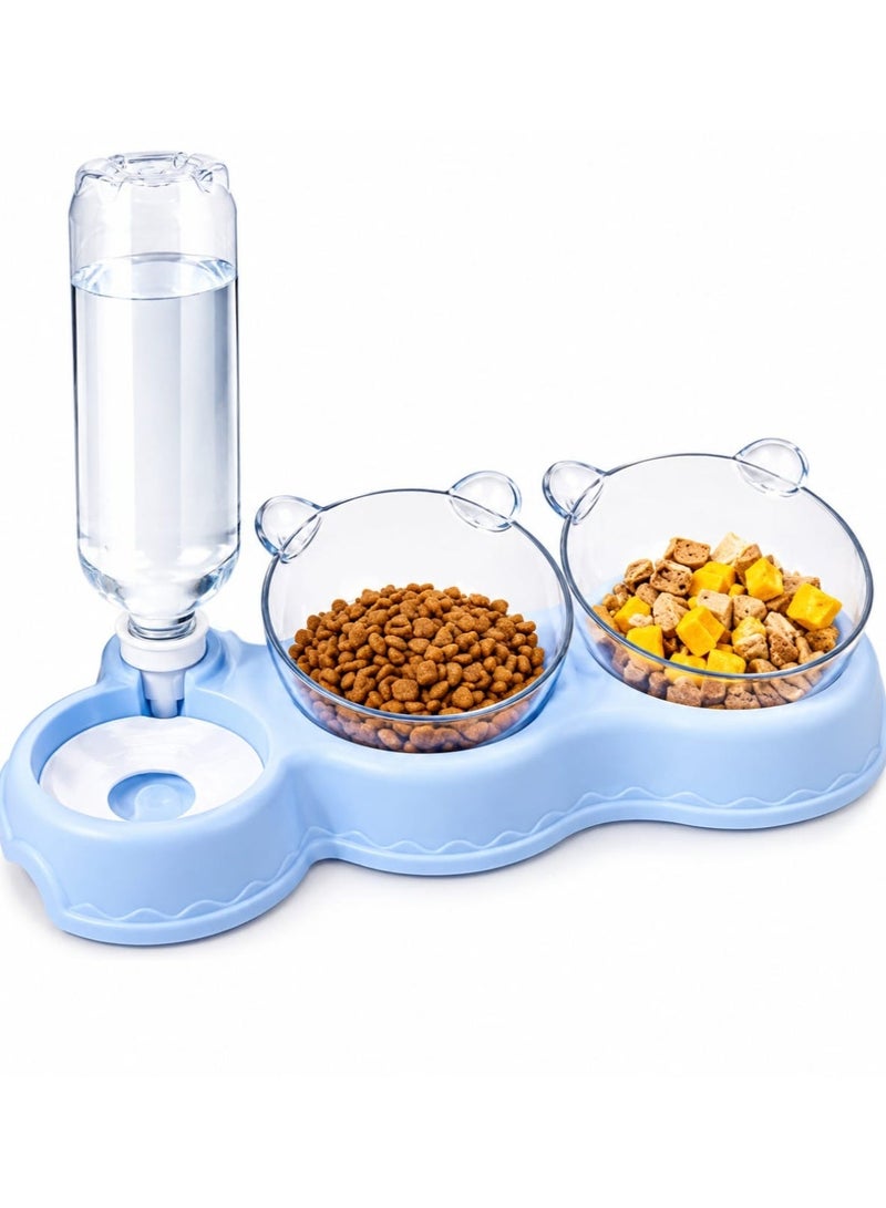 3-in-1 Pet Feeding Station for Cats & Small Pets – Automatic Water Dispenser with 2 Food Bowls – Stylish & Practical Design - Image 1