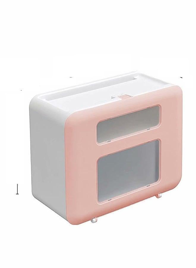 Waterproof Wall Mounted Tissue Box Pink/White 29x23x15centimeter - Image 1