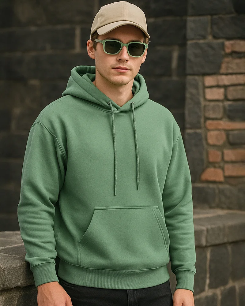 bewakoof Men's Green Oversized Hoodies