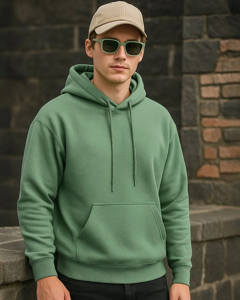 bewakoof Men's Green Oversized Hoodies