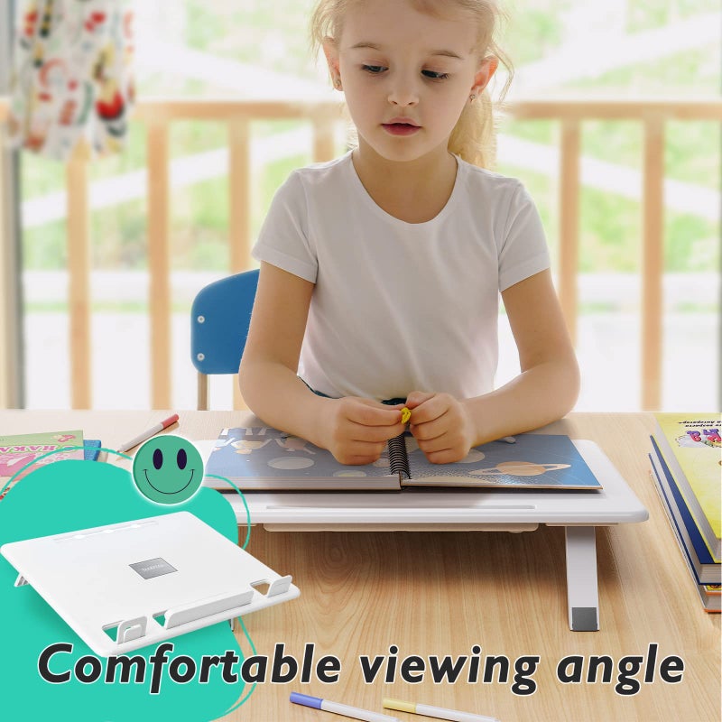 bifine Lap Desk Kids, Laptop Bed Tray, Foldable Car Desk, Portable Stand for Couch Sofa Bed Floor, Book Holders for Reading Hands Free (White) - Image 5