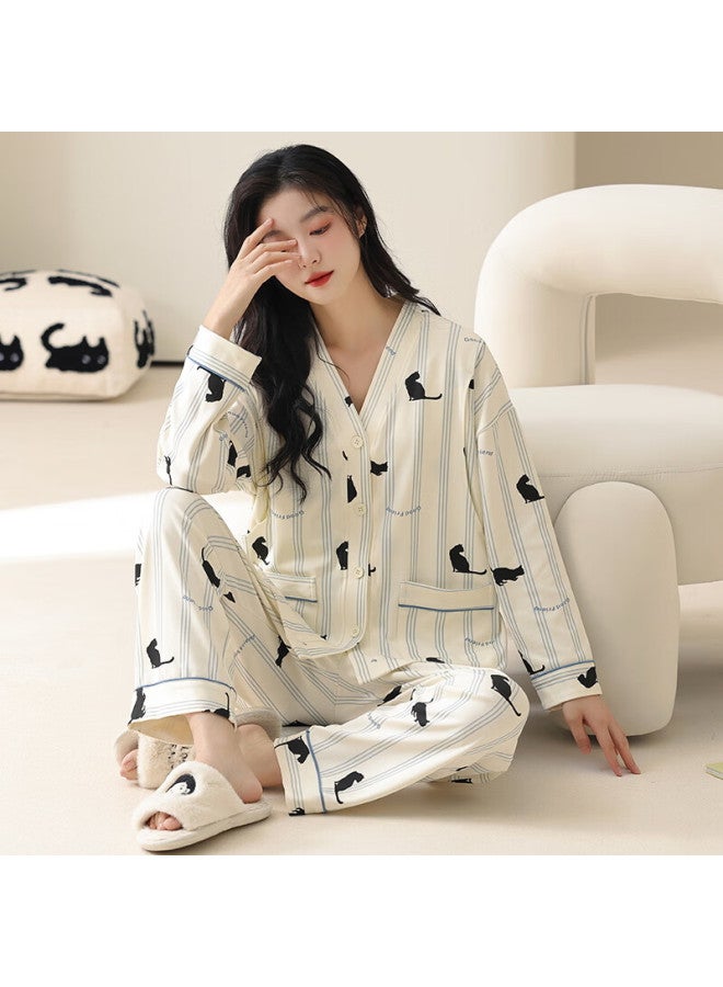 Yuzhaolin Postpartum Maternity Nursing Pajamas Women's Pure Cotton Absorbent Autumn And Winter 25th Anniversary New Product Maternity Breastfeeding Home Clothes - Image 2