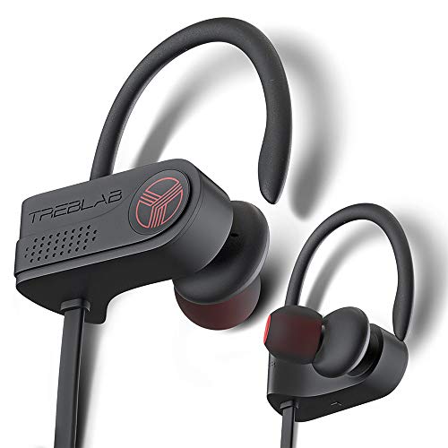 TREBLAB XR700 Wireless Earbuds - Bluetooth 5.0, IPX7 Waterproof, Noise Cancelling, Adjustable Earhooks, 9H Battery, Deep Bass, Mic - Sports Running Headphones for Workouts, Gym, Travel - Image 1