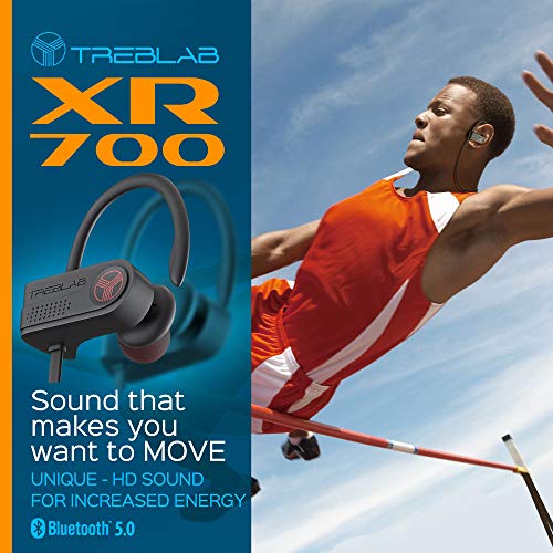 TREBLAB XR700 Wireless Earbuds - Bluetooth 5.0, IPX7 Waterproof, Noise Cancelling, Adjustable Earhooks, 9H Battery, Deep Bass, Mic - Sports Running Headphones for Workouts, Gym, Travel - Image 4