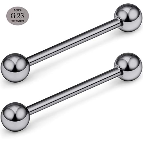SCERRING Grade 23 Titanium Externally Threaded Nipple Bar Barbell Rings Piercing Retainer 14G 1/2Inch Sold as a Pair - Image 2