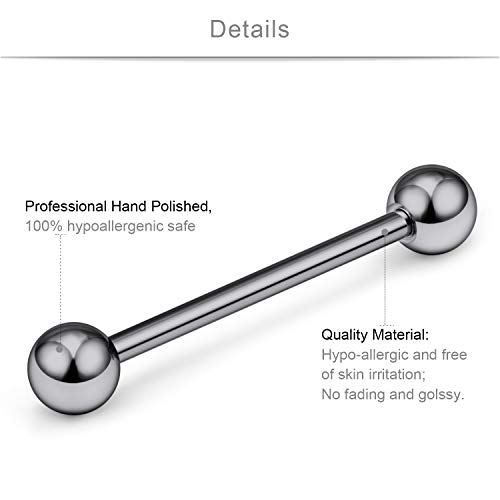 SCERRING Grade 23 Titanium Externally Threaded Nipple Bar Barbell Rings Piercing Retainer 14G 1/2Inch Sold as a Pair - Image 3