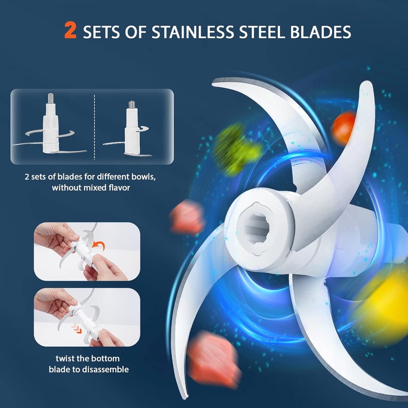 Bear Electric Food Processor with Dual Glass Bowls - Image 3