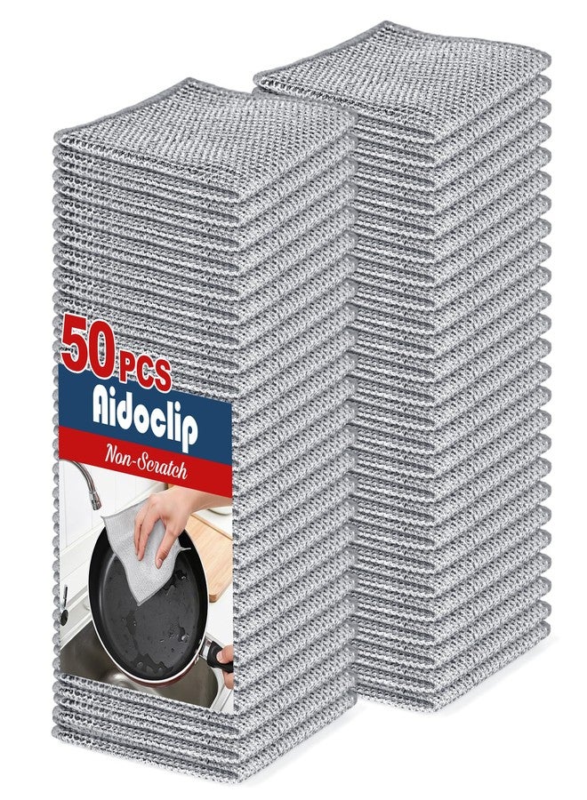 Aidoclip Non-Scratch Steel Wool Dishcloth - 50PC Set, Multi-Use Kitchen Scrubbers, Durable Cleaning Pads for Wet & Dry Use Grey (50pcs) - Image 1