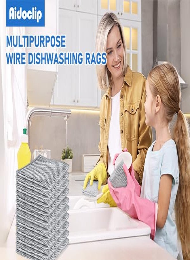 Aidoclip Non-Scratch Steel Wool Dishcloth - 50PC Set, Multi-Use Kitchen Scrubbers, Durable Cleaning Pads for Wet & Dry Use Grey (50pcs) - Image 2