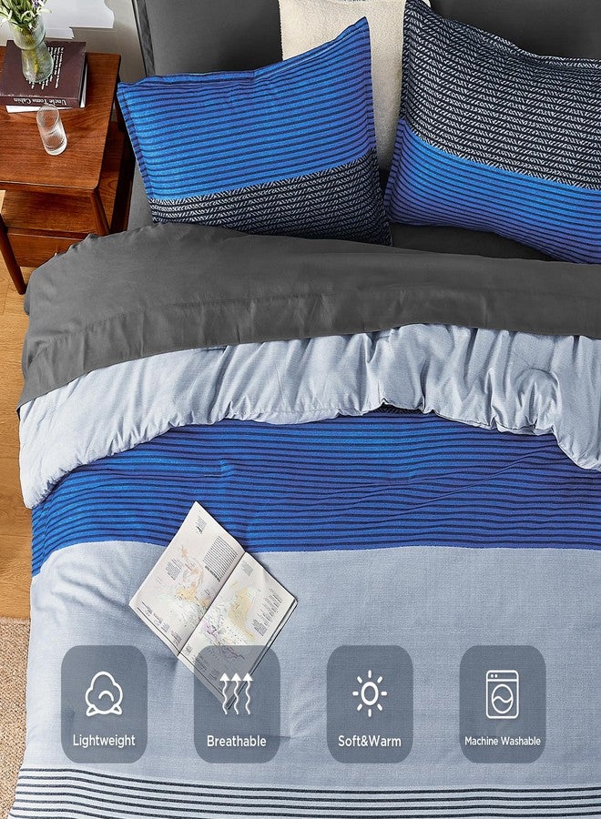 Andency طقم لحاف أندينسي بحجم كوين، 7 قطع - أزرق رمادي مرقع، خفيف الوزن، طقم سرير كامل ناعم مرقع بالكامل مناسب لجميع الفصول، يتضمن لحافًا، شرشفًا مطاطيًا وشرشفًا مسطحًا، أغطية وسائد وأغطية وسائد مزخرفة. - Image 3