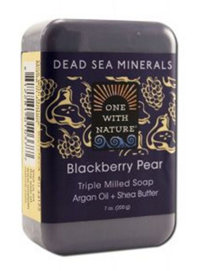 ONE WITH NATURE Blackberry Pear Dead Sea Mineral Soap 7 Ounce Bar  - Image 1