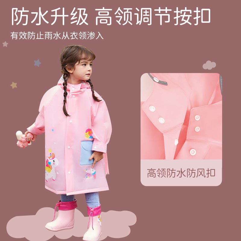 Children'S Raincoat Boys And Girls Large Brim Kidsren Baby Waterproof Eva Environmentally Friendly Poncho With School Bag Kindergarten - Image 5