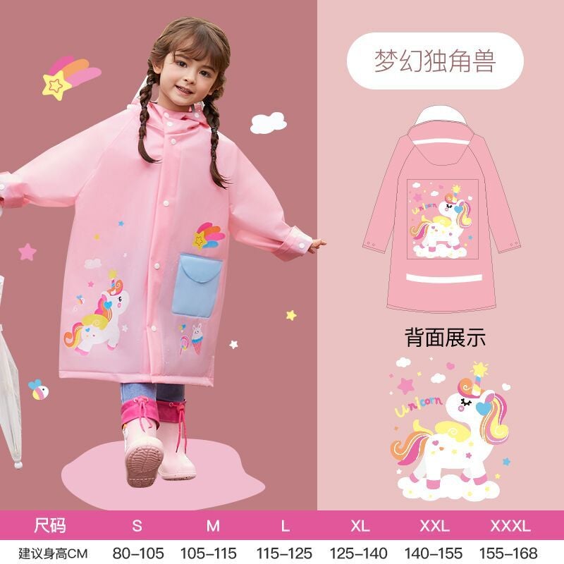 Children'S Raincoat Boys And Girls Large Brim Kidsren Baby Waterproof Eva Environmentally Friendly Poncho With School Bag Kindergarten - Image 1