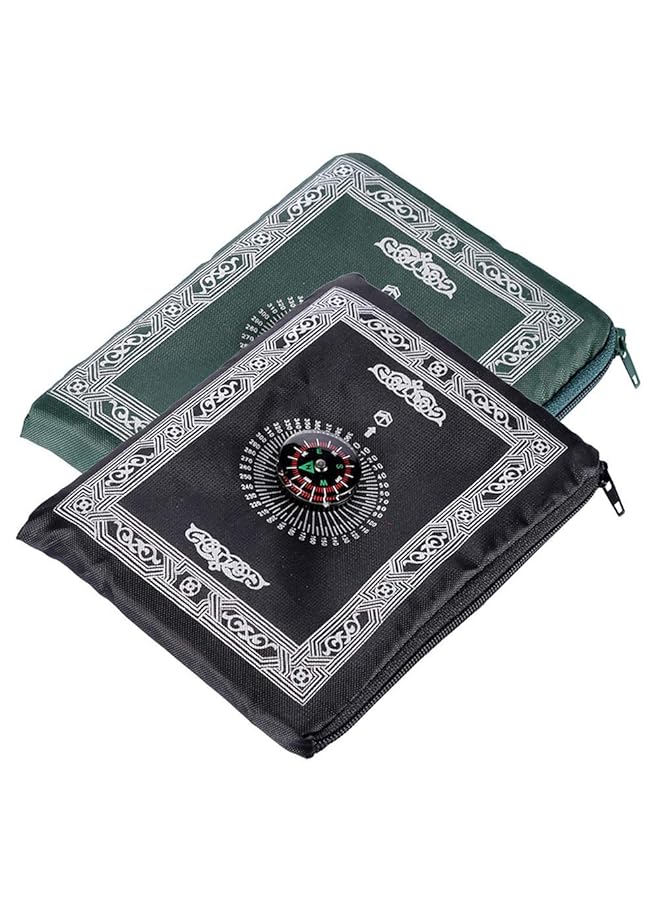 erorex 2 Pieces Portable Travel Prayer Mat With Compass Waterproof Polyester Prayer Rug Muslim Travel Prayer Mat For Ramadan Gifts 60Cm×100Cm - Image 1