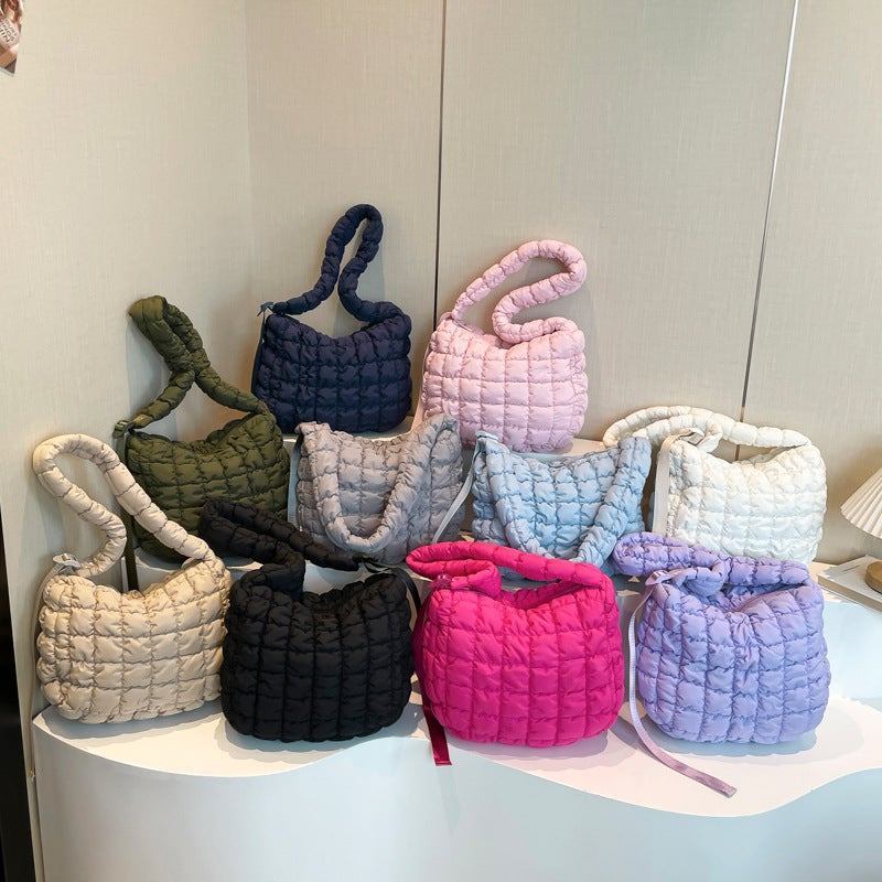 2024 Korean Design Cloud Pleated Checkered Plaid Women'S Bag Lightweight Satchel Shoulder Bag Large Capacity Women'S Bag - Image 5