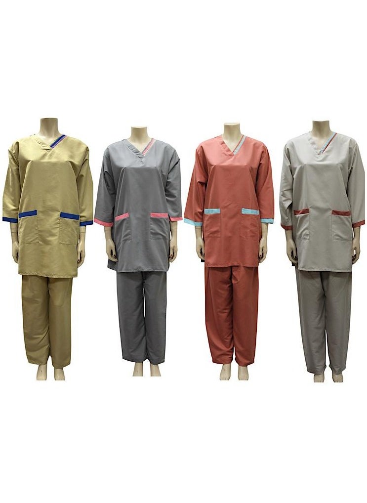 1home - Housemaid Uniform Maid Nanny Scrub Suit 4 piece set - Image 1