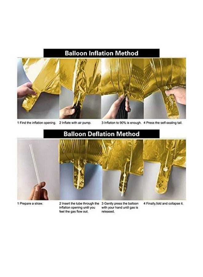 توي إكس إي بالونات عيد ميلاد سعيد من TOYXE، باقة من البالونات المعدنية باللون الذهبي والأسود، عبوة من 7 قطع - Image 3