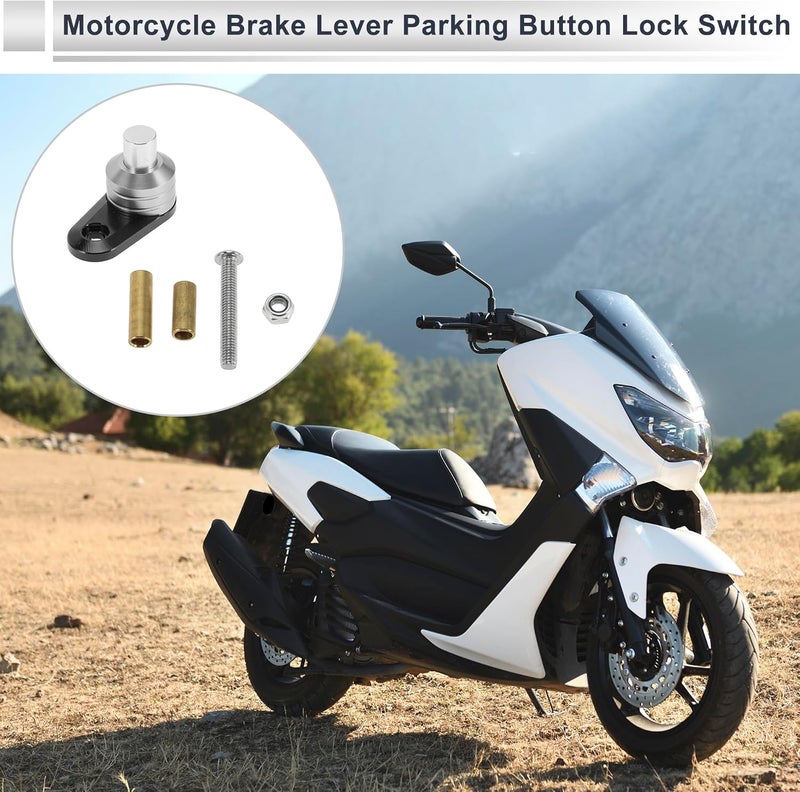 RATCHROLL Universal Motorcycle Brake Lever Parking Button Lock Switch - Silver Tone - Image 2