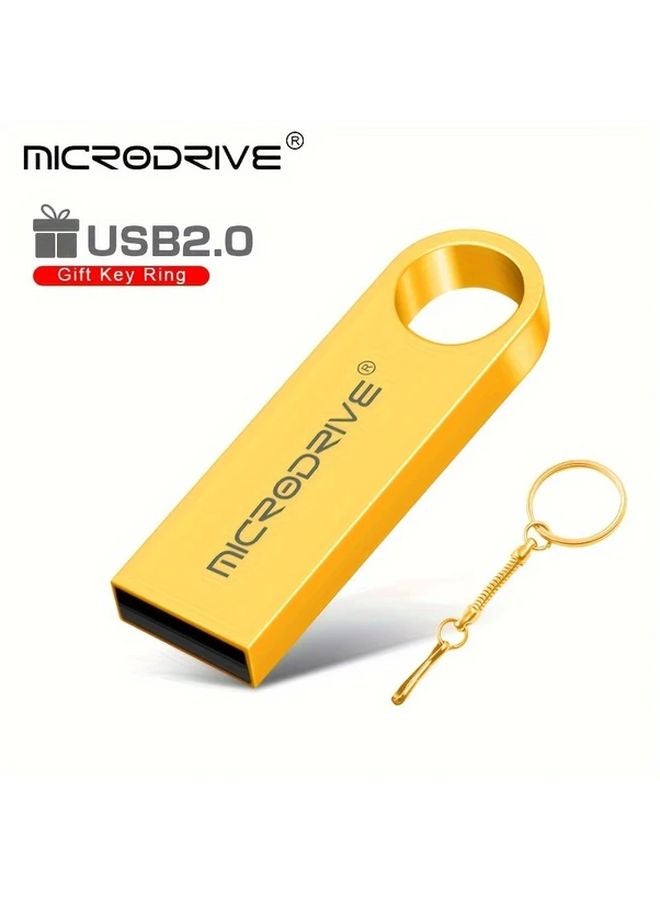 Golden Color 128GB USB Flash Drive With Key Ring High Speed Pen Drive - Image 1