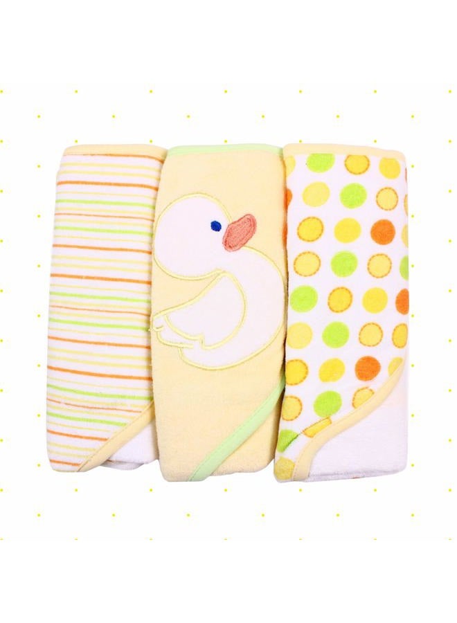 Spasilk Hooded Towel Set for Newborn Boys and Girls, Soft Terry Towel Set, Pack of 3, Yellow Duck - Image 2