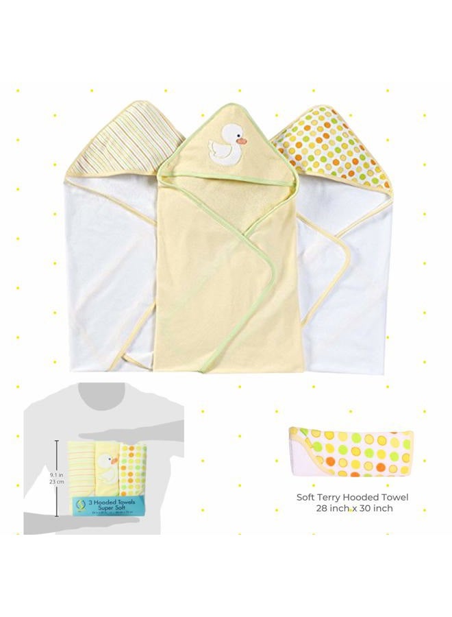 Spasilk Hooded Towel Set for Newborn Boys and Girls, Soft Terry Towel Set, Pack of 3, Yellow Duck - Image 3