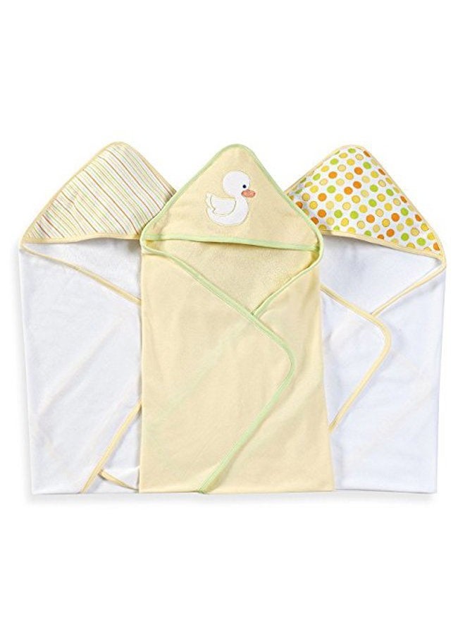Spasilk Hooded Towel Set for Newborn Boys and Girls, Soft Terry Towel Set, Pack of 3, Yellow Duck - Image 4