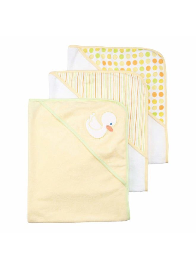 Spasilk Hooded Towel Set for Newborn Boys and Girls, Soft Terry Towel Set, Pack of 3, Yellow Duck - Image 1