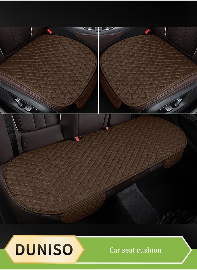 DUNISO 3PCS Universal Car Seat Cushion Set Car Seat Bottom Covers Protectors,Pu Leather Car Seat Bottom Covers Protectors, include 1 Pair Front Driver Seat Pad Mat and 1 Rear Bench Cover Universal Applicable To 90% Of Vehicles (Coffee)  - Image 1