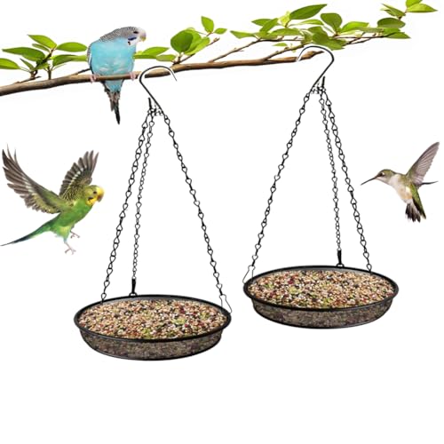Triflice 2 Pack Metal Mesh Platform Bird Feeders - Attracts Birds, Hanging for Garden & Yard - Image 1