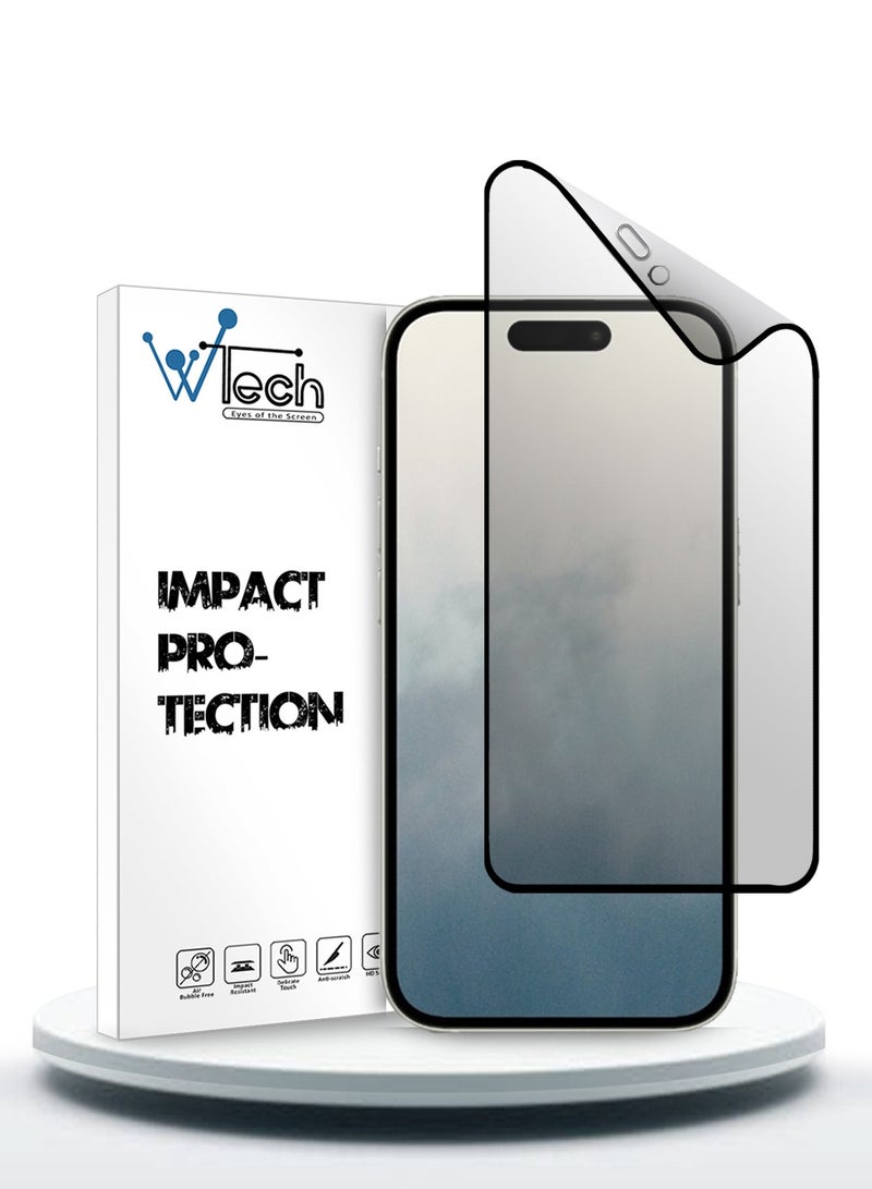 Wtech Apple iPhone 16 Plus 2024 Nano Ceramic Full Glue Full Cover Matte Flexible Screen Protector - Clear/Black - Image 1