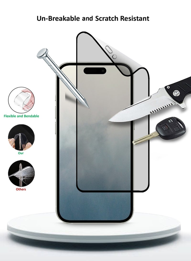 Wtech Apple iPhone 16 Plus 2024 Nano Ceramic Full Glue Full Cover Matte Flexible Screen Protector - Clear/Black - Image 3