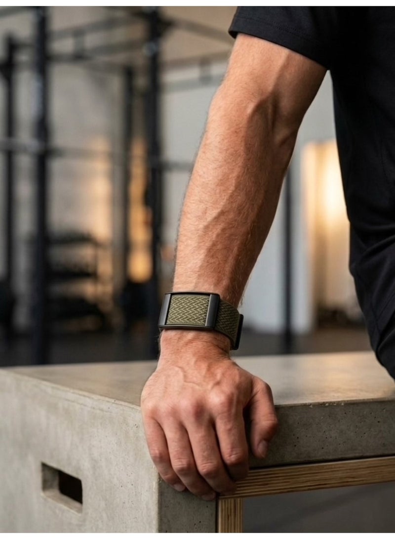 Premium Sport Band for WHOOP 4.0 - Stylish Chevron Pattern - Ivy Green with Matte Black Clasp - Image 4