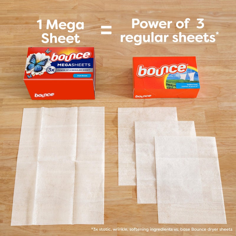 Bounce Mega Dryer Sheets, Fresh Breeze, 130 Count, Mega Fabric Softener Sheets with Static Control, Wrinkle Reduction, Extra Softness, Lasting Scent, Repels Lint - Image 4