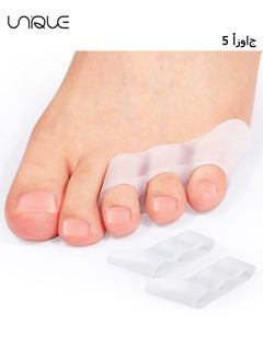 Unique Pinky Toe Separator and Protectorsm, 5 Pairs Three-Holes Gel Little Toe Separators Soft Toe Corrector Straightener Toe Spacers for Curled Pinky Toes, Overlapping Toe, Pain Relief from Friction  - Image 1