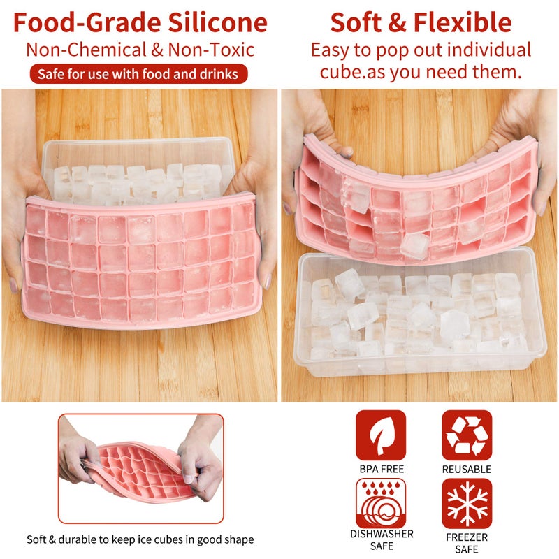 CZWL&HG Silicone Ice Cube Tray with Leak-Proof Lid & Storage Bin for Freezer â€“ BPA-Free 36-Piece Nugget Ice Molds, Spill-Resistant Cover & Ice Scoop Container Cover - Image 3