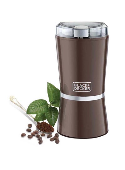 BLACK+DECKER Coffee Grinder, One Speed with Pulse, Stainless Steel Cup & Blade, Safety Lock Lid, Quick & Controlled Grinding for Coffee, Compact, 150 W CBM4-B5 Brown